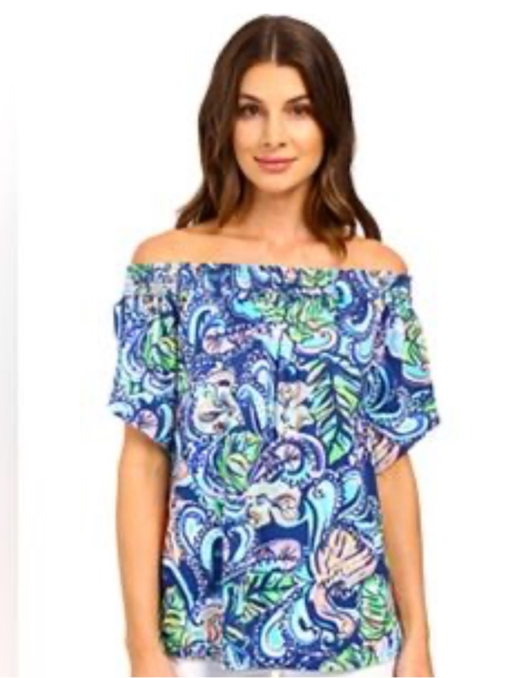 Lilly Pulitzer Almeria Off The Shoulder Top - Hanging with Fronds Print
